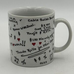 Vintage 1988 Stafford The Doodle Mug Finance Stock Market Executive Coffee Cup